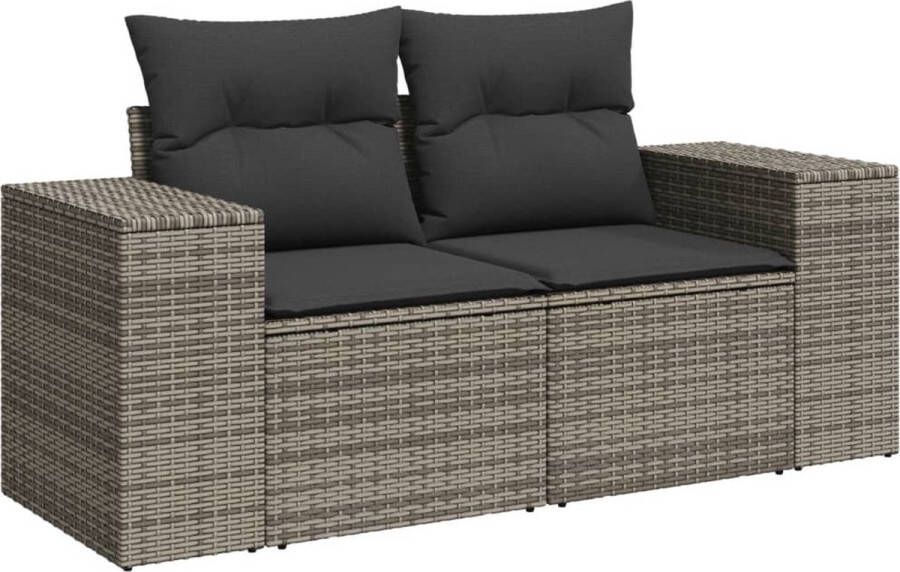 VidaXL Tuinbank 2-zits met kussens poly rattan grijs