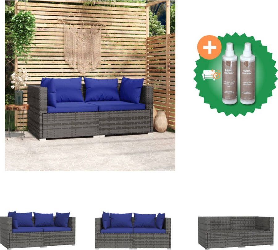 VidaXL Tweezitsbank Tuinmeubelen Afmeting- 140 x 70 x 60.5 cm Grijs PE-rattan Tuinset Inclusief Onderhoudsset
