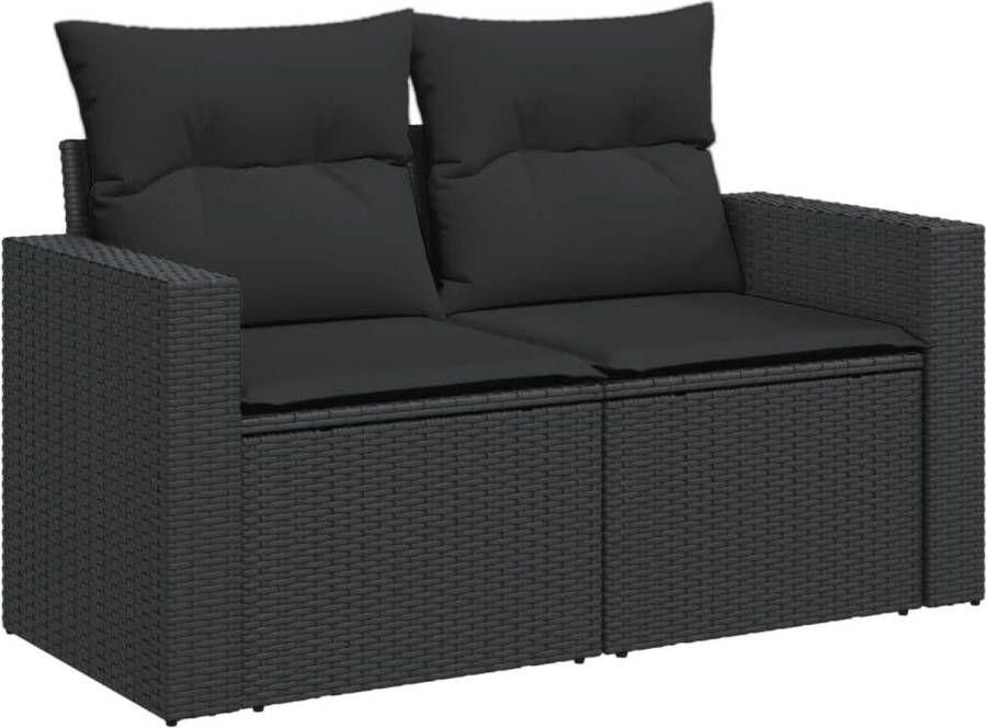 VidaXL Tuinbank 2-zits met kussens poly rattan zwart