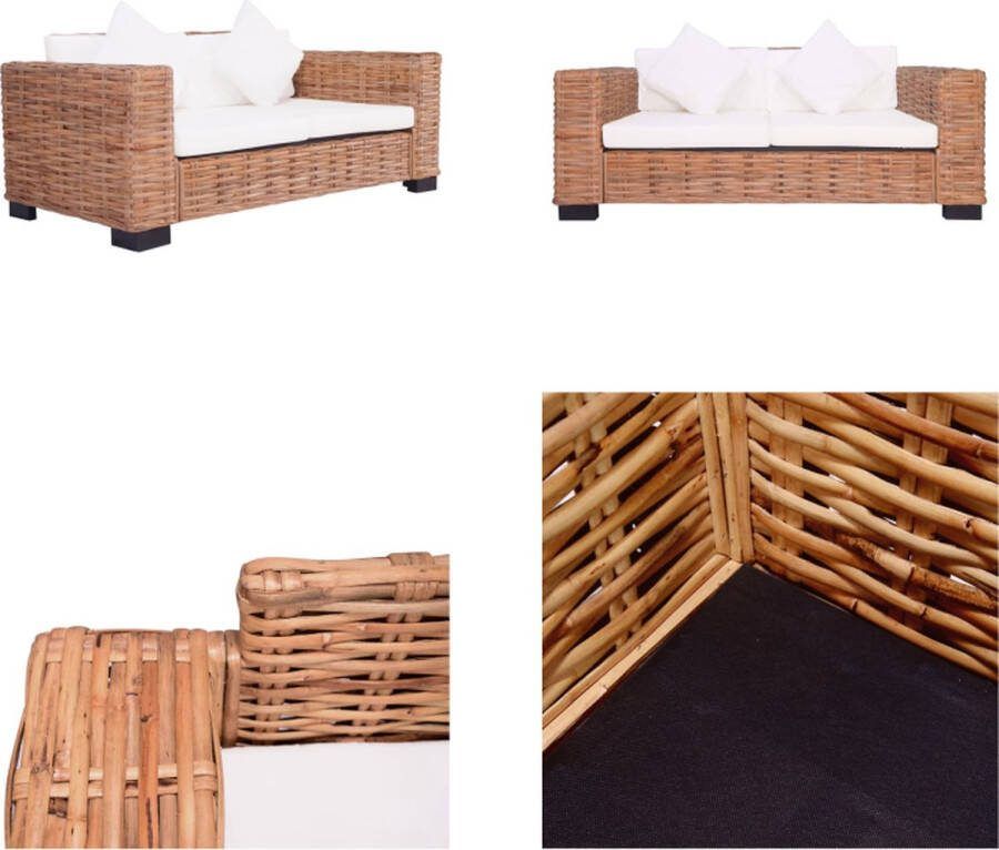 VidaXL Tuinbank 2-zits natuurlijk rattan Tuinbank Tuinbanken Loungebank Loungebanken