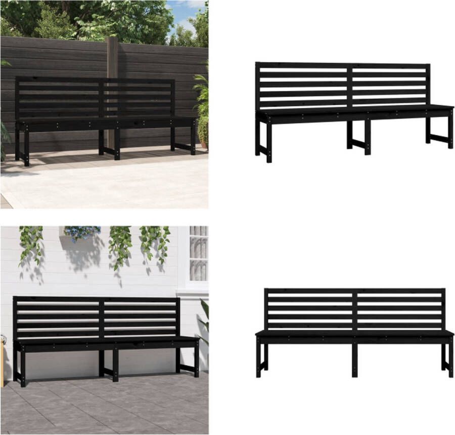 VidaXL Tuinbank 201-5 cm massief grenenhout zwart Tuinbank Tuinbanken Tuinbankje Tuinbank Met Rugleuning