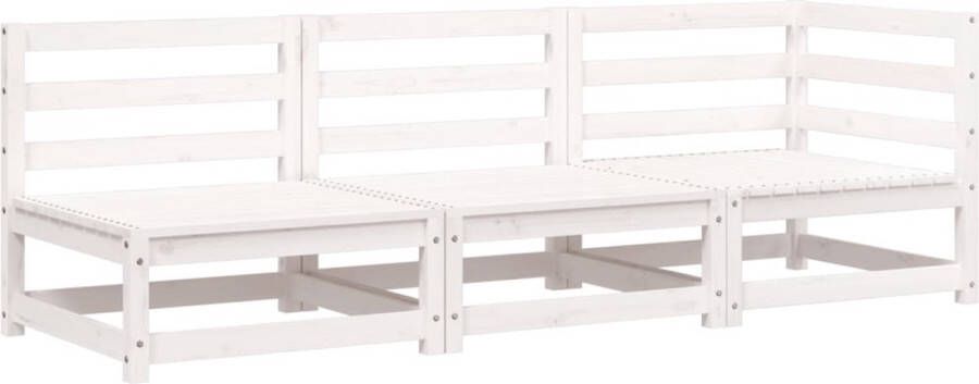 VidaXL Tuinbank 3-zits massief grenenhout wit