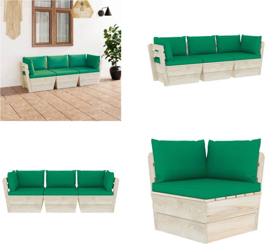 VidaXL Tuinbank 3-zits met kussens pallet vurenhout Pallet Bank Pallet Banken Houten Palletbank Houten Palletbanken