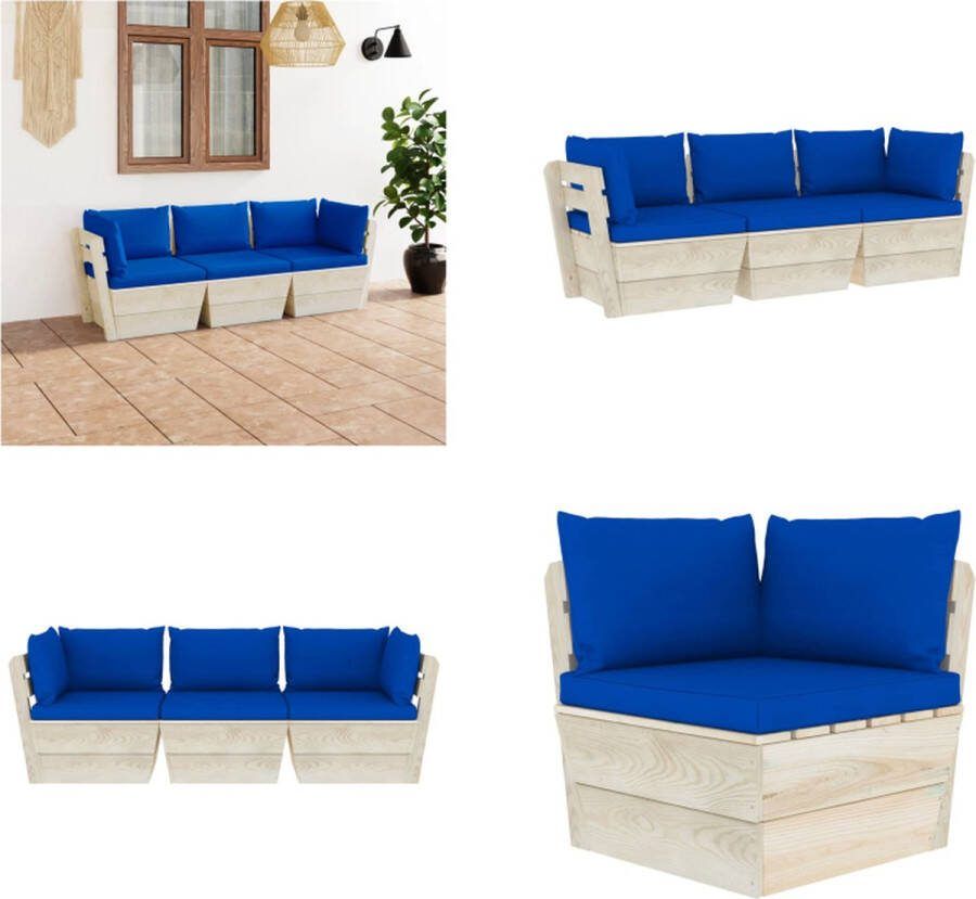 VidaXL Tuinbank 3-zits met kussens pallet vurenhout Pallet Bank Pallet Banken Houten Palletbank Houten Palletbanken
