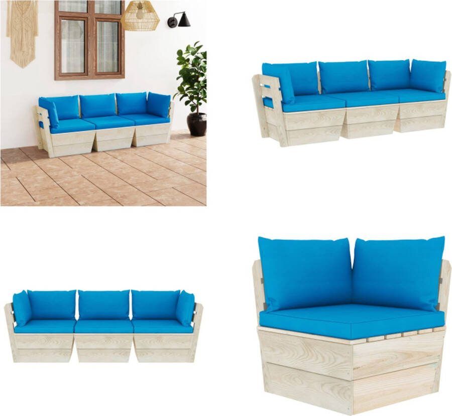 VidaXL Tuinbank 3-zits met kussens pallet vurenhout Pallet Bank Pallet Banken Houten Palletbank Houten Palletbanken