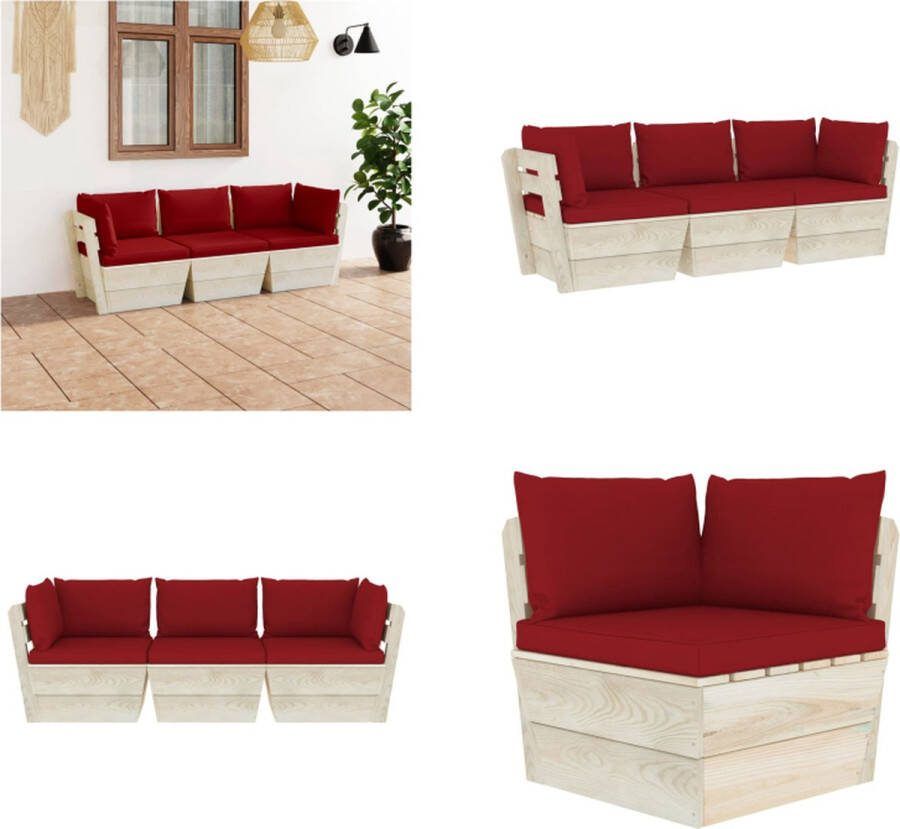 VidaXL Tuinbank 3-zits met kussens pallet vurenhout Pallet Bank Pallet Banken Houten Palletbank Houten Palletbanken