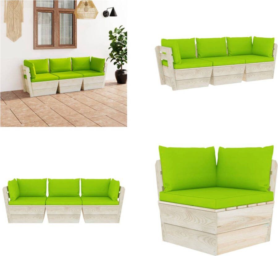 VidaXL Tuinbank 3-zits met kussens pallet vurenhout Pallet Bank Pallet Banken Houten Palletbank Houten Palletbanken