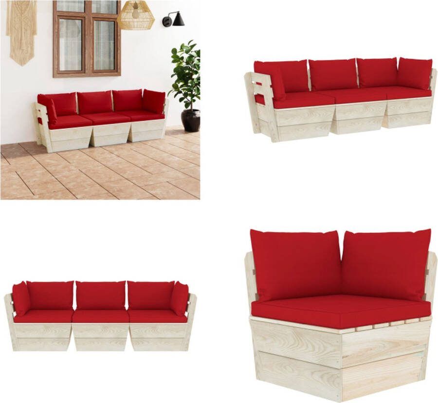 VidaXL Tuinbank 3-zits met kussens pallet vurenhout Pallet Bank Pallet Banken Houten Palletbank Houten Palletbanken