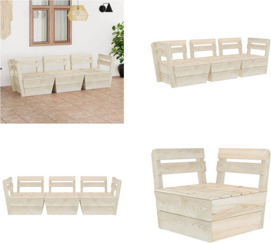 VidaXL Tuinbank 3-zits pallet geïmpregneerd vurenhout Pallet Bank Pallet Banken Houten Palletbank Houten Palletbanken