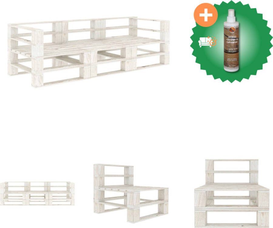 VidaXL Palletbank Tuinmeubelen 200x67.5x60.8cm Grenenhout Wit Loungebank Inclusief Houtreiniger en verfrisser