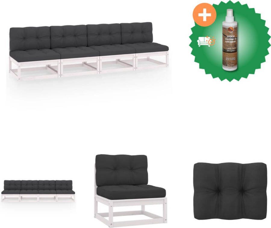 VidaXL Tuinbank 4 zits met kussens massief grenenhout Loungebank Inclusief Houtreiniger en verfrisser