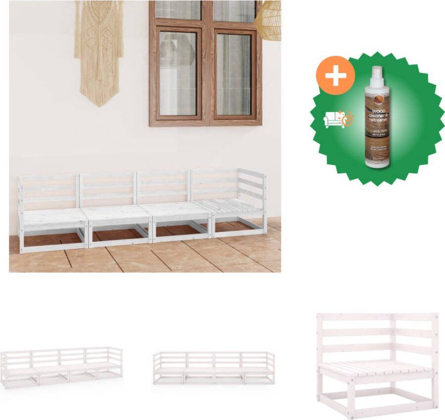 VidaXL 4 Zitsbank Massief grenenhout 70 x 70 x 67 cm Modulair ontwerp Loungebank Inclusief Houtreiniger en verfrisser