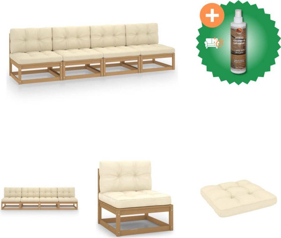 VidaXL Tuinbank 4 zits Grenenhout Honingbruin 70x70x67cm Loungebank Inclusief Houtreiniger en verfrisser