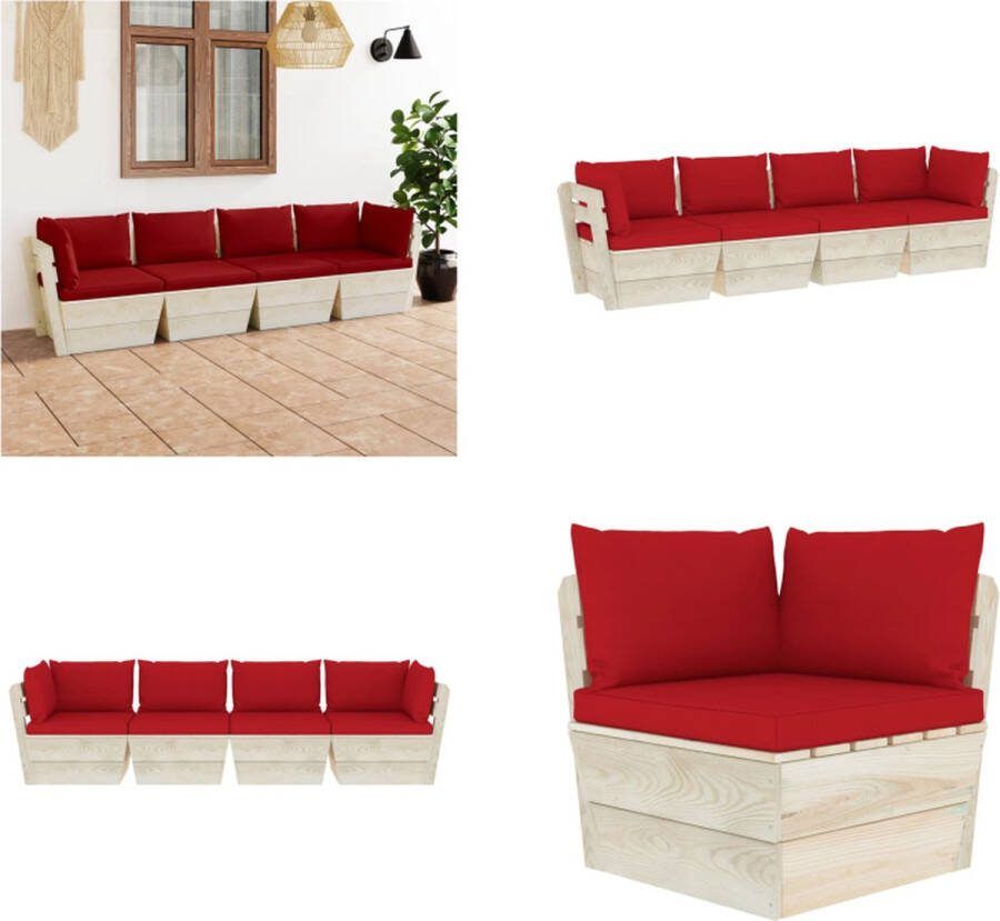 VidaXL Tuinbank 4-zits met kussens pallet vurenhout Pallet Bank Pallet Banken Houten Palletbank Houten Palletbanken