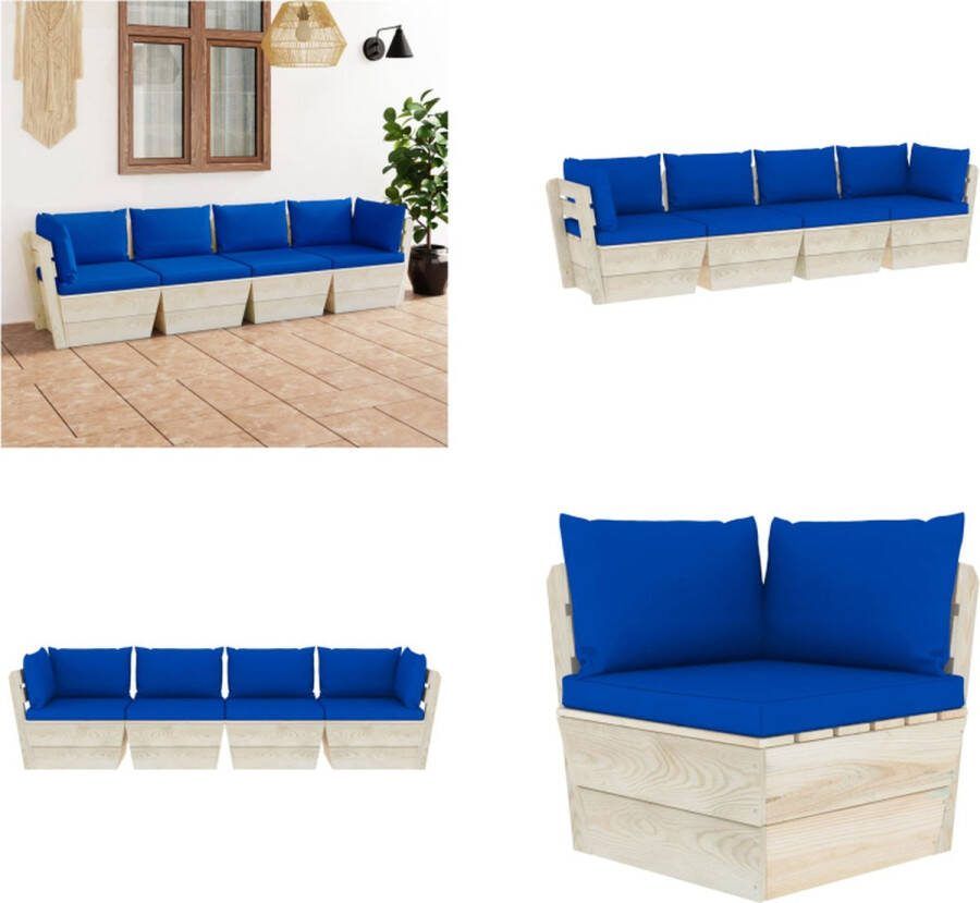 VidaXL Tuinbank 4-zits met kussens pallet vurenhout Pallet Bank Pallet Banken Houten Palletbank Houten Palletbanken
