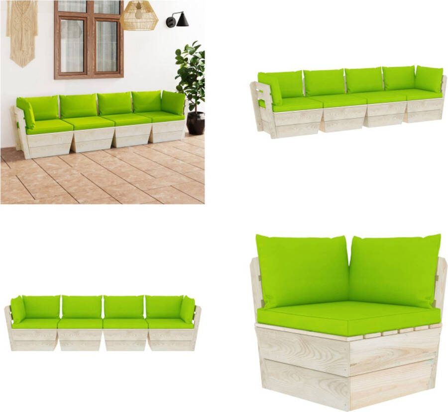 VidaXL Tuinbank 4-zits met kussens pallet vurenhout Pallet Bank Pallet Banken Houten Palletbank Houten Palletbanken