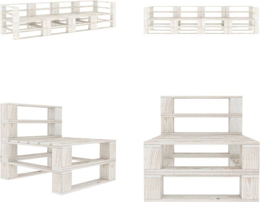 VidaXL Tuinbank 4-zits pallet hout wit Palletbank Palletbanken Tuinbank Parkbank