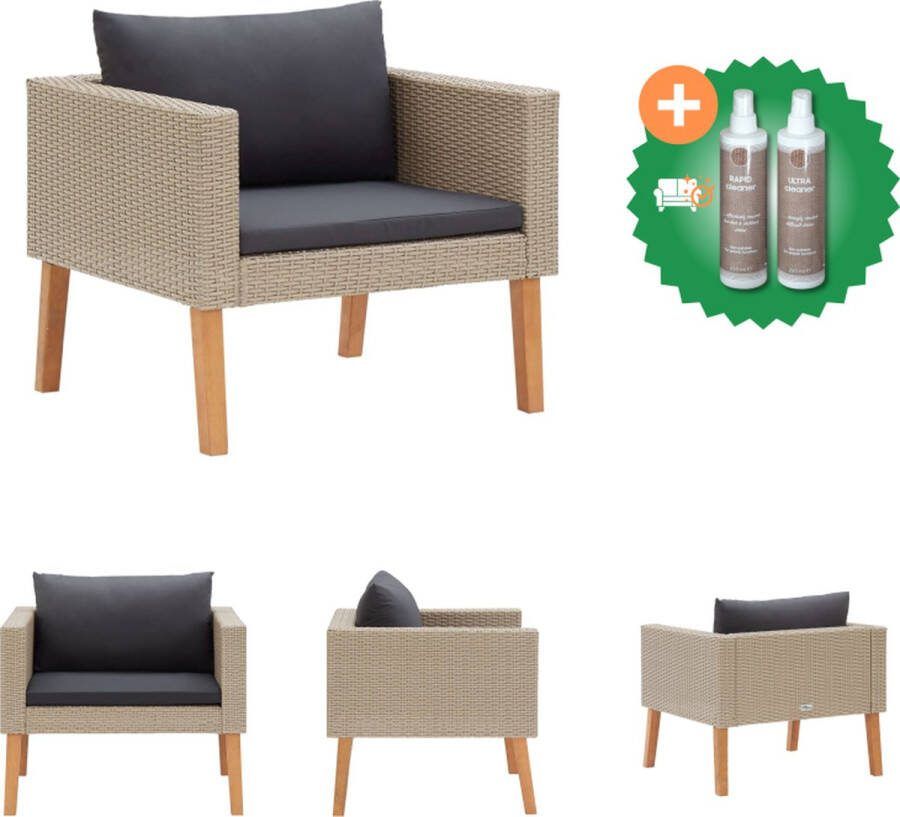 VidaXL Loungebank Beige 76x67x60 cm PE rattan gepoedercoat staal Loungebank Inclusief Onderhoudsset