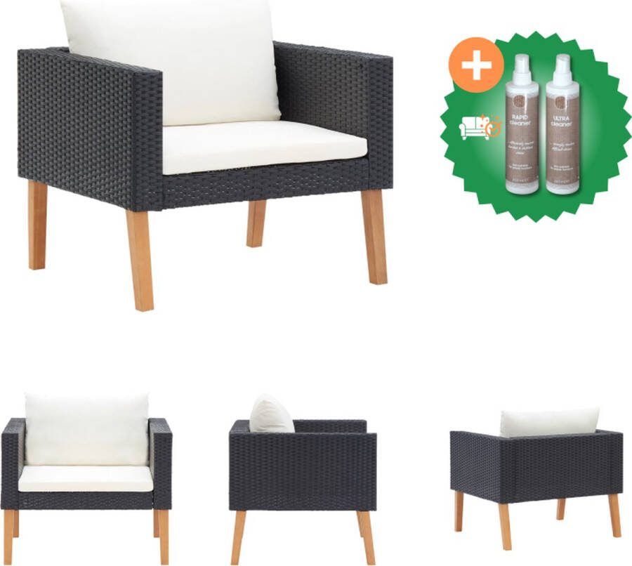 VidaXL Buitenbank PE rattan 76 x 67 x 60 cm Zwart Crèmewit Montage vereist Loungebank Inclusief Onderhoudsset