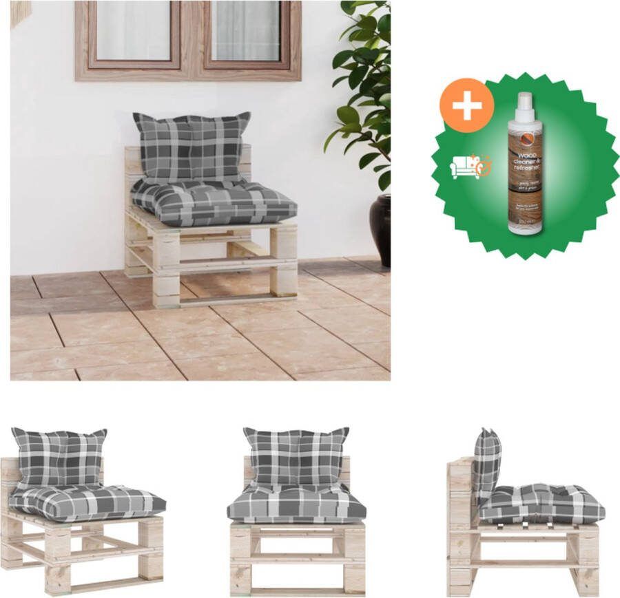 VidaXL Tuinbank Grenenhout Middenbank 60 x 69.4 x 62 cm Geïmpregneerd Inclusief kussens Loungebank Inclusief Houtreiniger en verfrisser