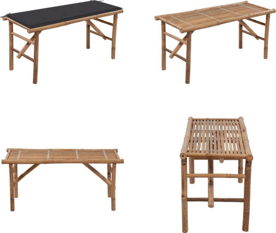 VidaXL Tuinbank inklapbaar met kussen 118 cm bamboe Tuinbank Tuinbanken Terrasbank Terrasbanken
