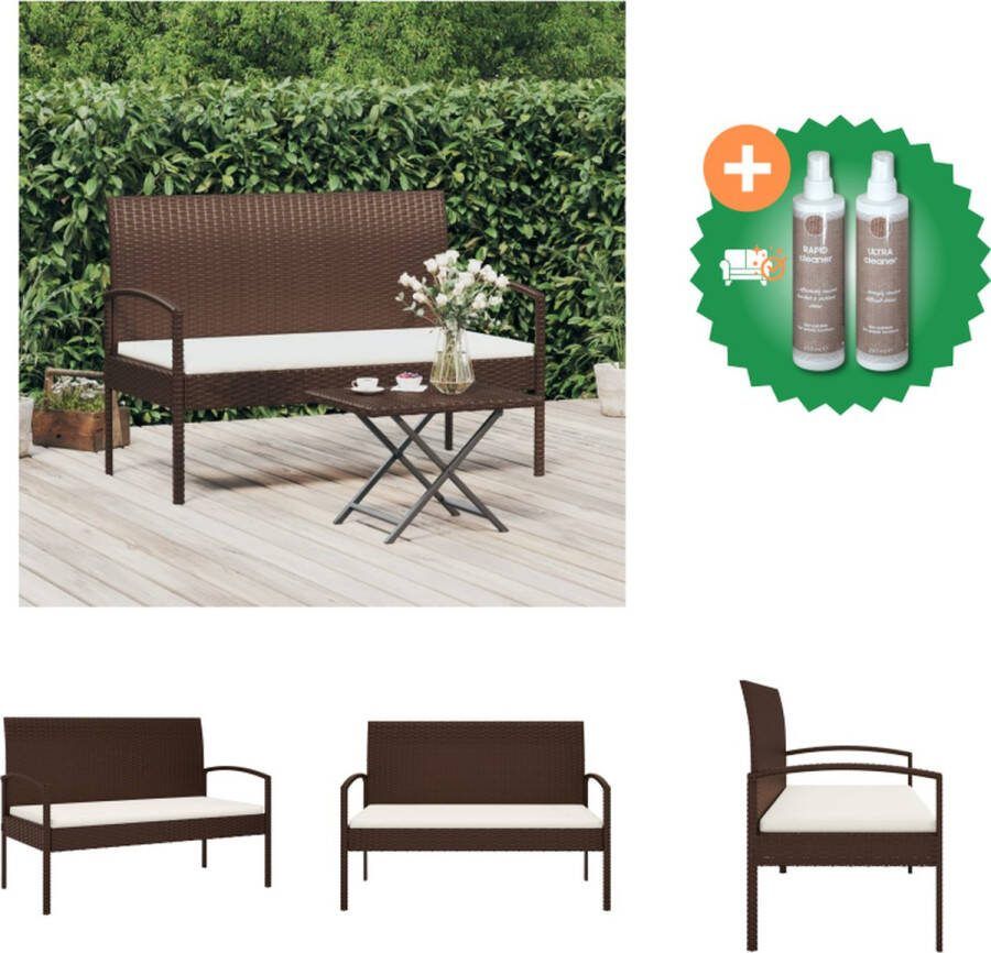VidaXL Tuinbank PE-rattan bruin 105 x 58 x 74 cm comfortabel zitkussen Tuinbank Inclusief Onderhoudsset