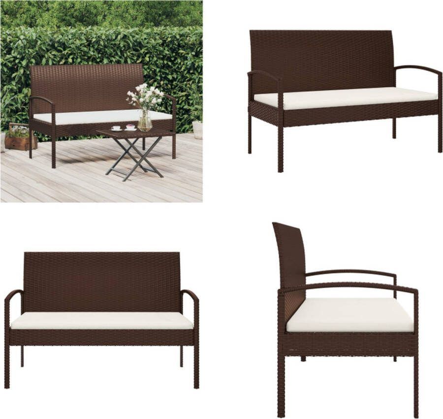 VidaXL Tuinbank met kussen 105 cm poly rattan bruin Tuinbank Tuinbanken Parkbank Tuinzetel