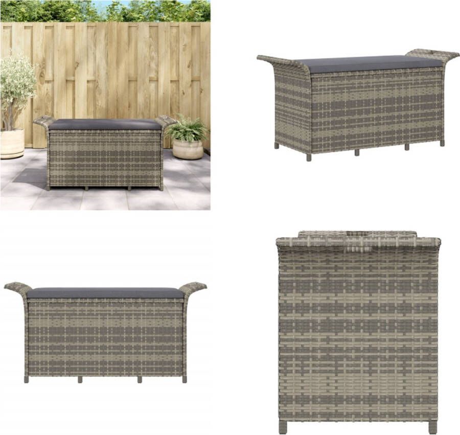 VidaXL Tuinbank met kussen 116x46x57 cm poly rattan grijs Tuinbank Tuinbanken Parkbank Tuinzetel