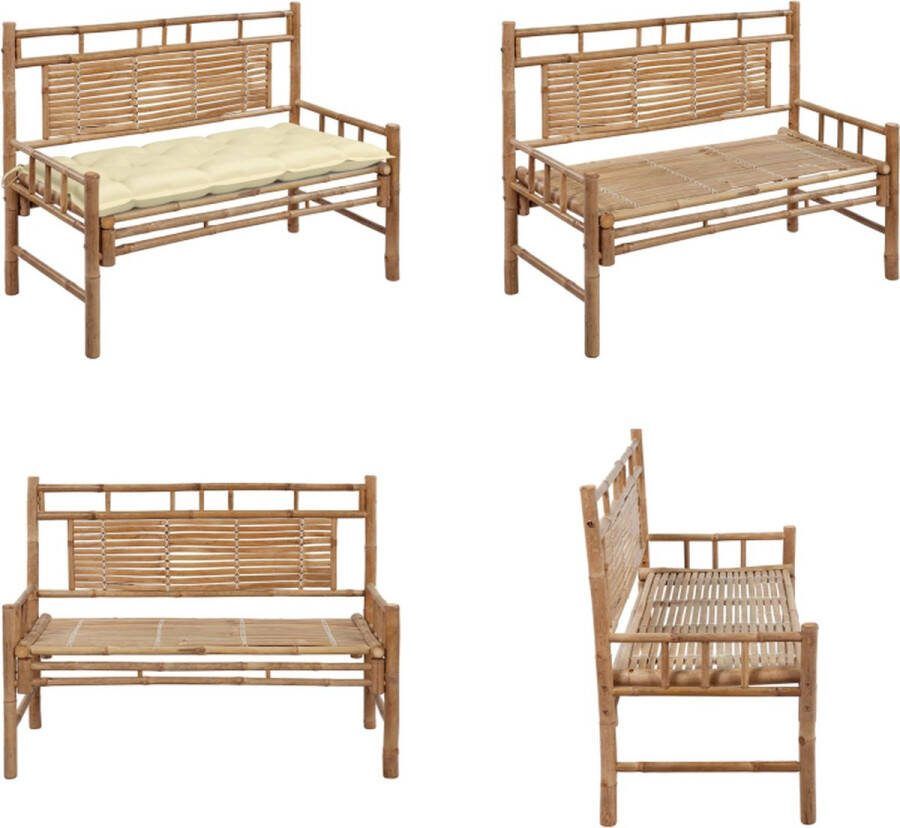 VidaXL Tuinbank met kussen 120 cm bamboe Tuinbank Tuinbanken Terrasbank Terrasbanken