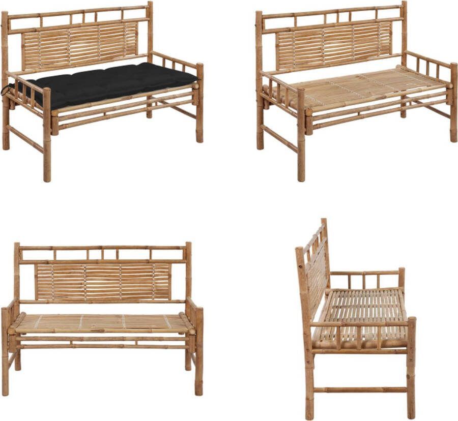 VidaXL Tuinbank met kussen 120 cm bamboe Tuinbank Tuinbanken Terrasbank Terrasbanken