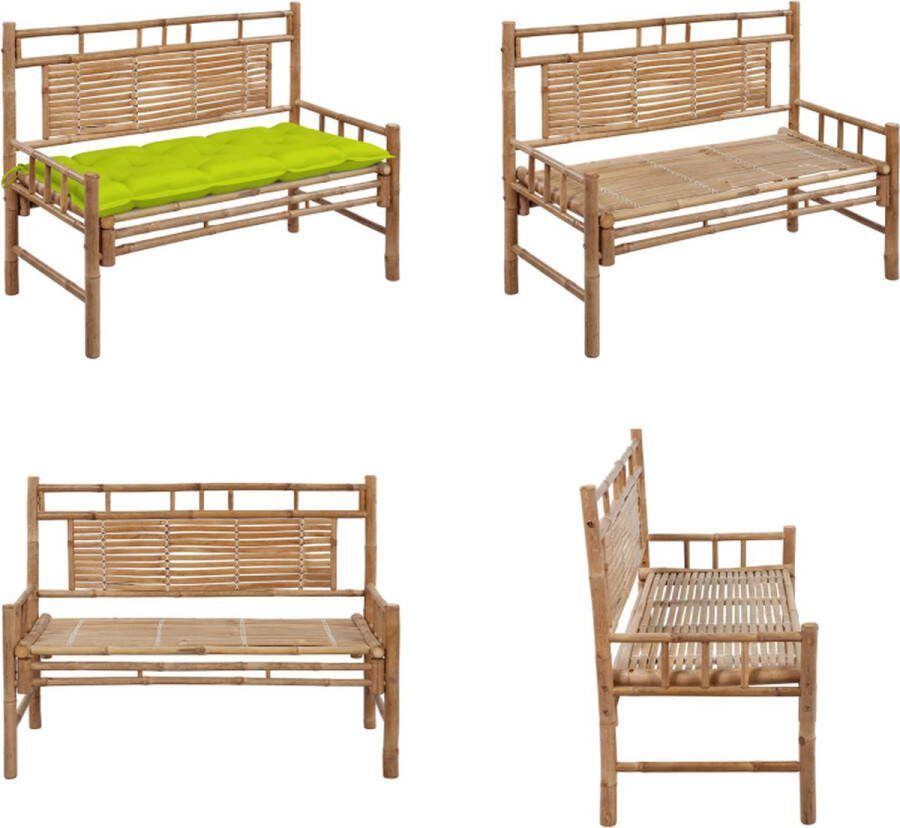 VidaXL Tuinbank met kussen 120 cm bamboe Tuinbank Tuinbanken Terrasbank Terrasbanken