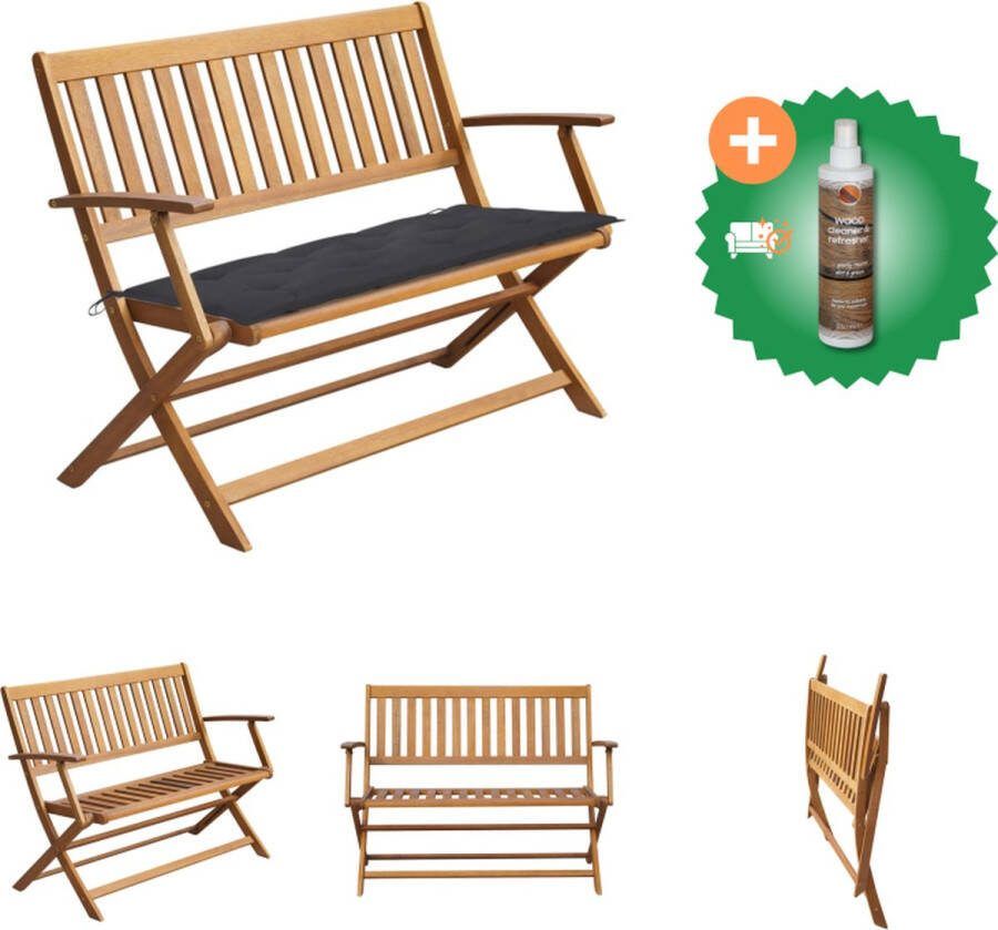 VidaXL Tuinbank met kussen 120 cm massief acaciahout Tuinbank Inclusief Houtreiniger en verfrisser