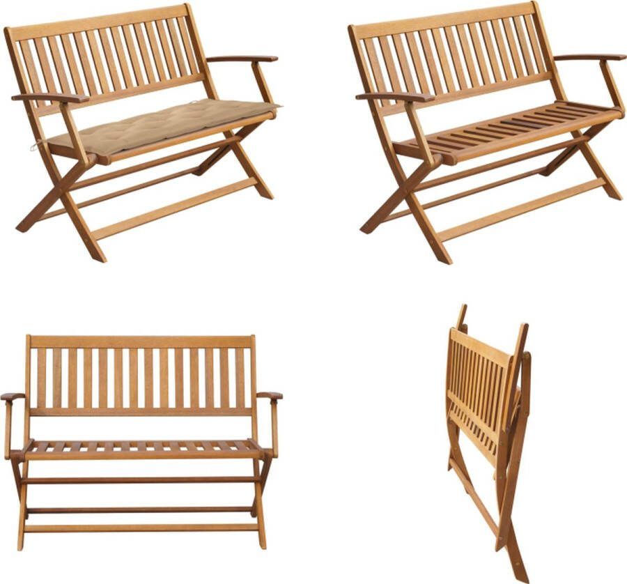 VidaXL Tuinbank met kussen 120 cm massief acaciahout Tuinbank Tuinbanken Tuinbankje Tuinbankjes