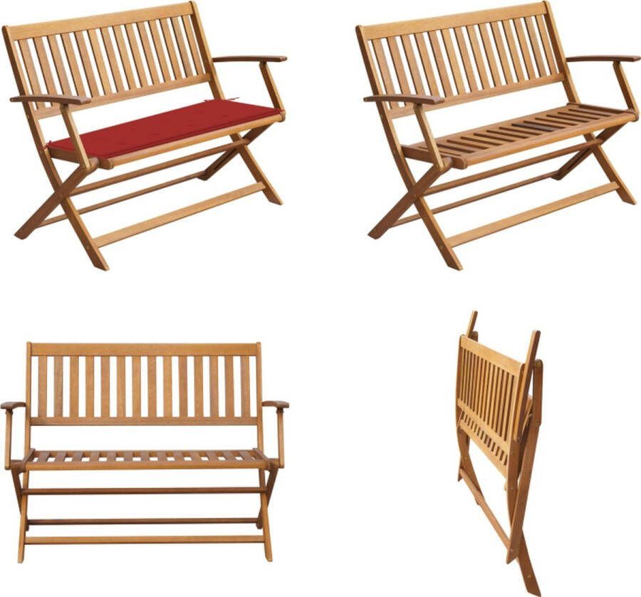 VidaXL Tuinbank met kussen 120 cm massief acaciahout Tuinbank Tuinbanken Tuinbankje Tuinbankjes