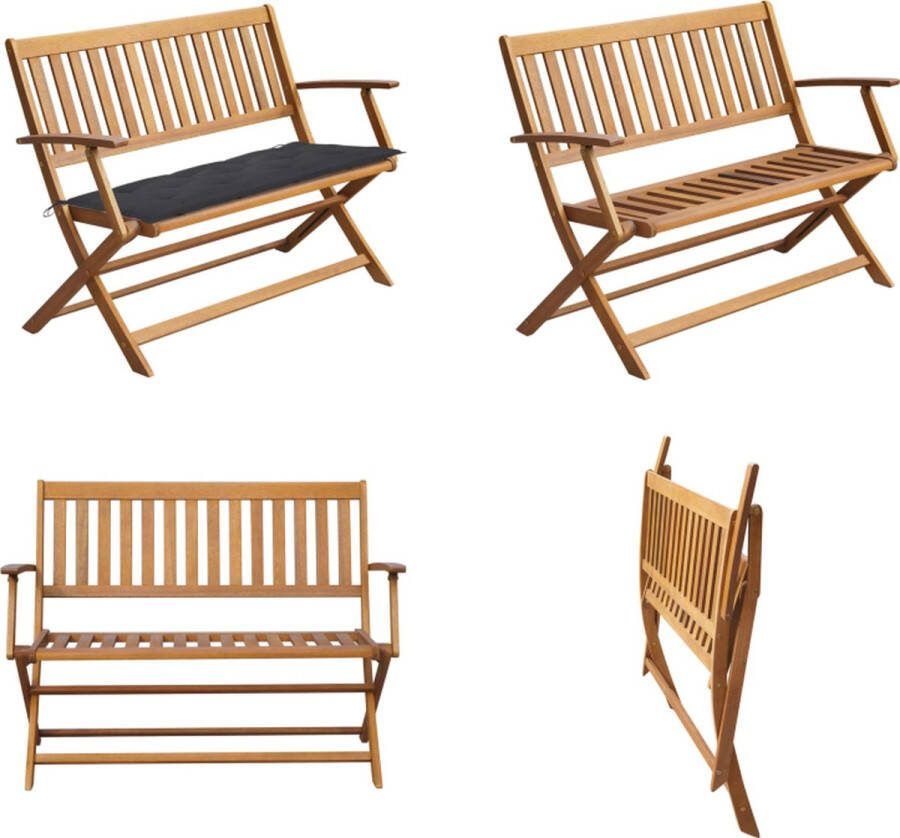 VidaXL Tuinbank met kussen 120 cm massief acaciahout Tuinbank Tuinbanken Tuinbankje Tuinbankjes