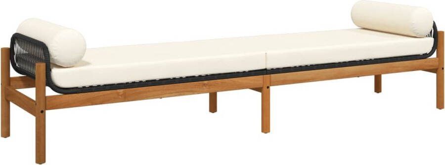 VidaXL Tuinbank met kussen poly rattan acacia zwart