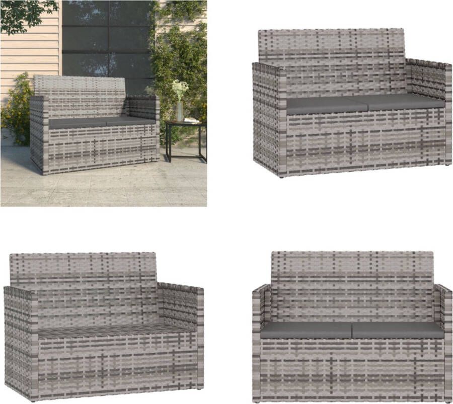 VidaXL Tuinbank met kussens 105 cm poly rattan grijs Tuinbank Tuinbanken Tuinbankje Bank