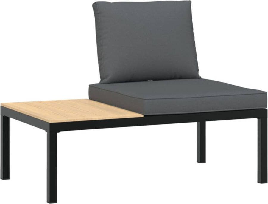 VidaXL Tuinbank met kussens aluminium zwart