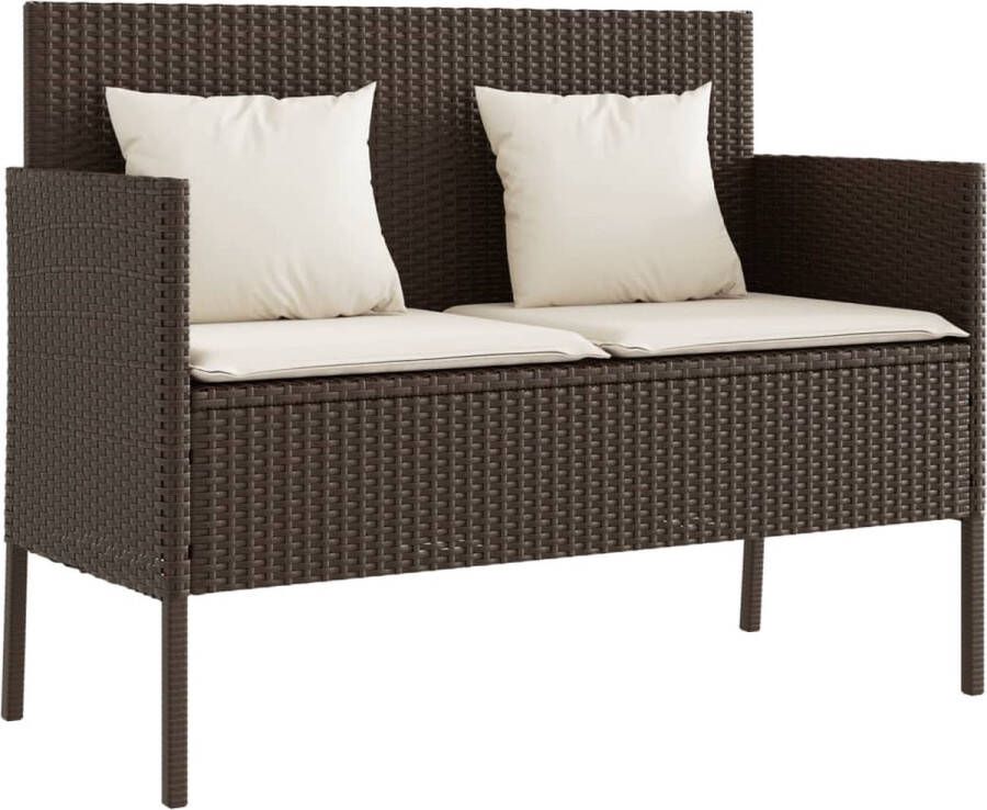 VidaXL Tuinbank met kussens poly rattan bruin