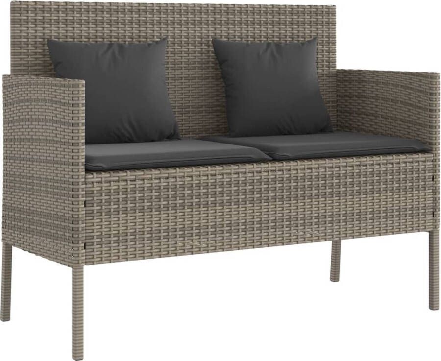 VidaXL Tuinbank met kussens poly rattan grijs