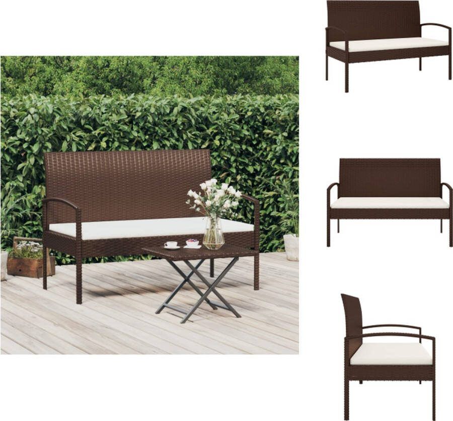 VidaXL Tuinbank PE-rattan bruin 105 x 58 x 74 cm comfortabel zitkussen Tuinbank