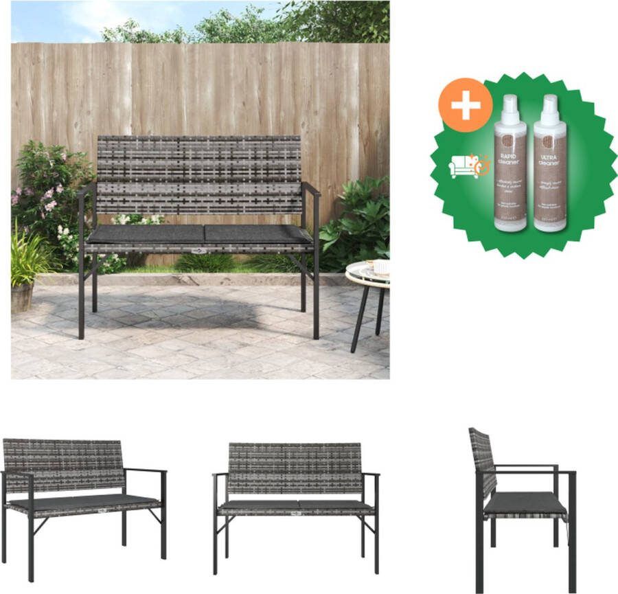 VidaXL Tuinbank PE-rattan grijs 109x62x88 cm Stalen frame Comfortabel zitkussen Tuinbank Inclusief Onderhoudsset