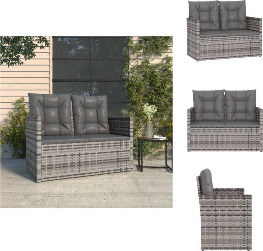 VidaXL Tuinbank Rattan Grijs 105x56x75 cm inclusief kussens Tuinbank