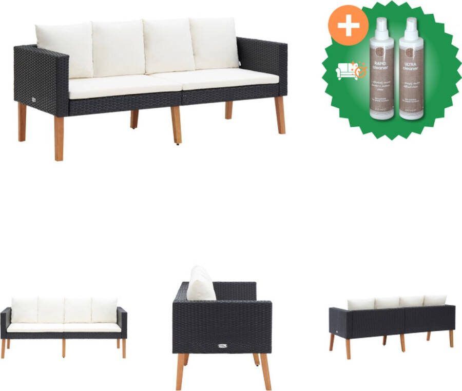 VidaXL Tuinbank Tweezitsbank Zwart 165x67x60 cm PE rattan Loungebank Inclusief Onderhoudsset