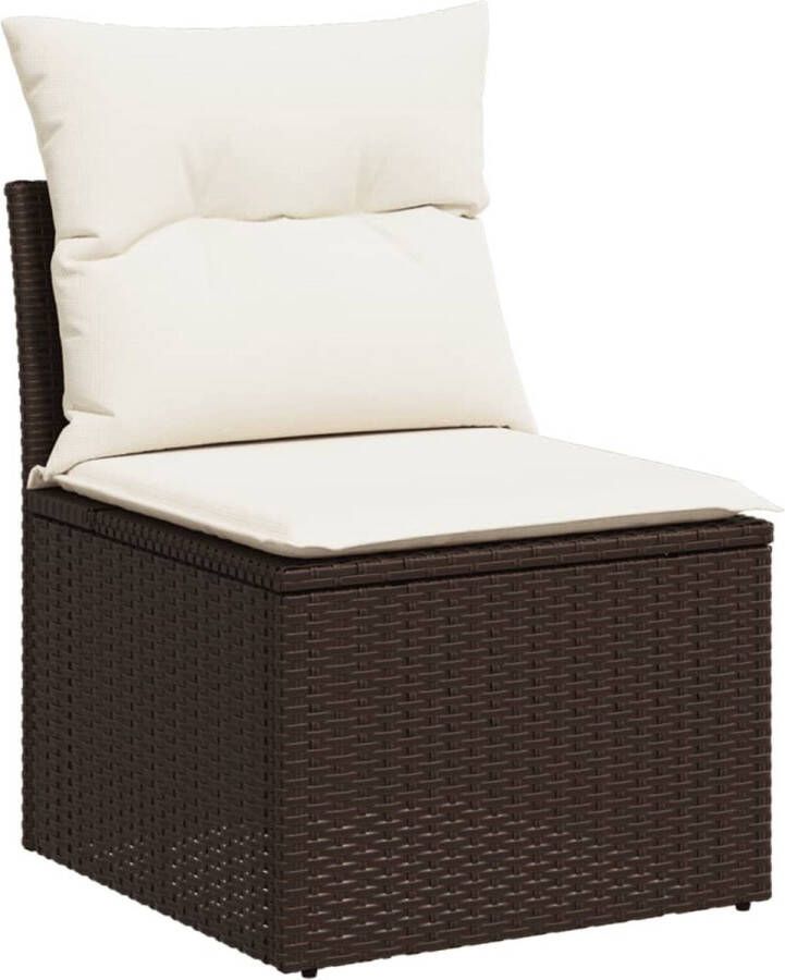 VidaXL Tuinbank zonder armleuning met kussens poly rattan bruin