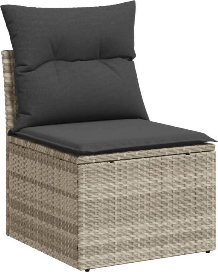 VidaXL Tuinbank zonder armleuning met kussens poly rattan lichtgrijs