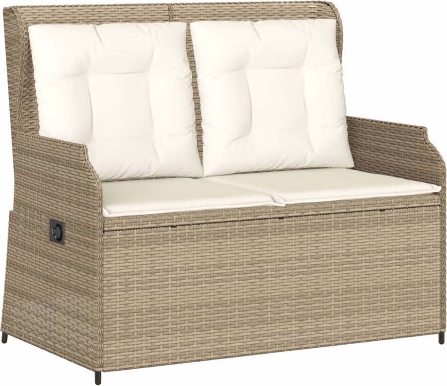 VidaXL Tuinbankje verstelbaar met kussens poly rattan beige