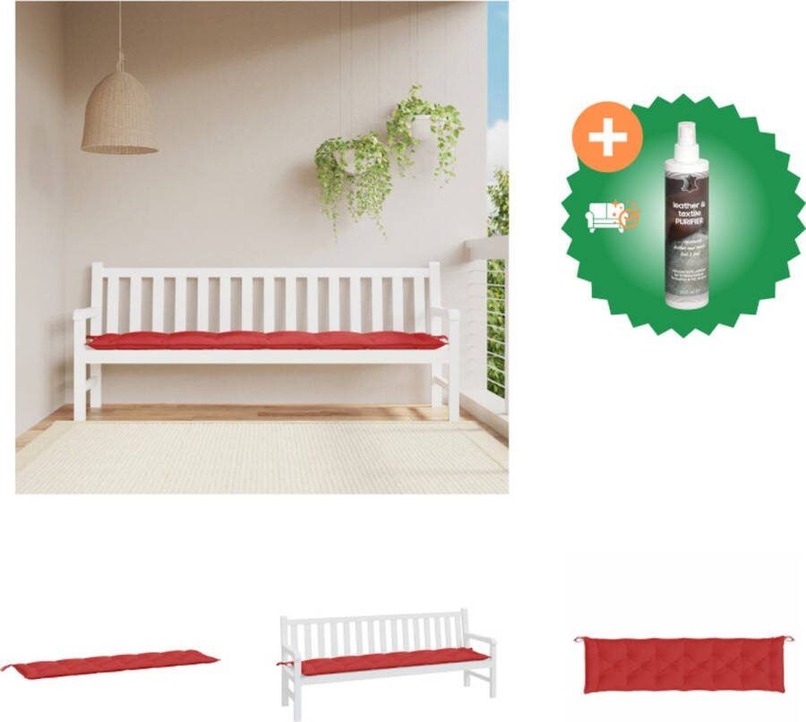 VidaXL Tuinbankkussen Rood Oxford Stof 200x50x7 cm Duurzaam en Anti-slip Tuinbank Inclusief Reiniger