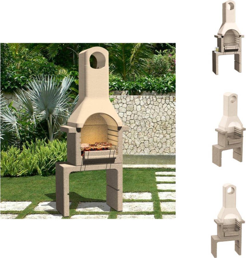 VidaXL Tuinbarbecue Beton 76 x 43 x 195.5 cm Verstelbare Grillhoogte Bijzettafel Schoorsteen Barbecue