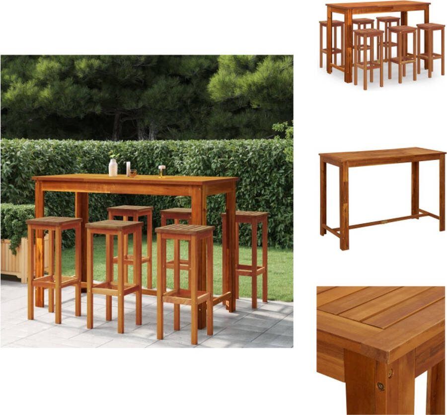 VidaXL Tuinbarset Hout Massief acaciahout 150x70x105 cm 6 barkrukken Tuinset